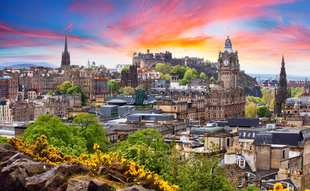 Edinburgh castle, Scotland at sunset