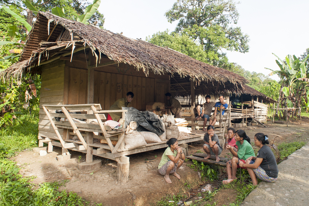 Mentawai people at their house
