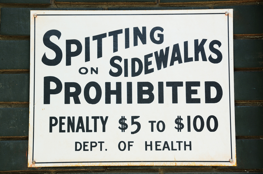 Spitting on Sidewalks prohibited sign