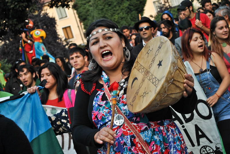 Mapuche people on a protest