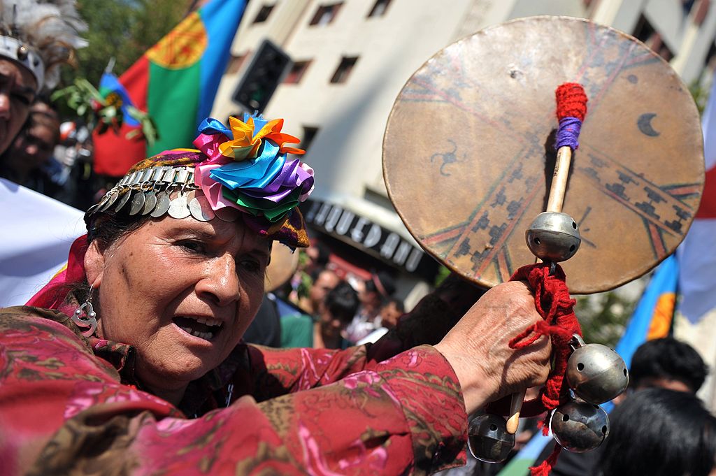 Mapuche indigenous people march in protest