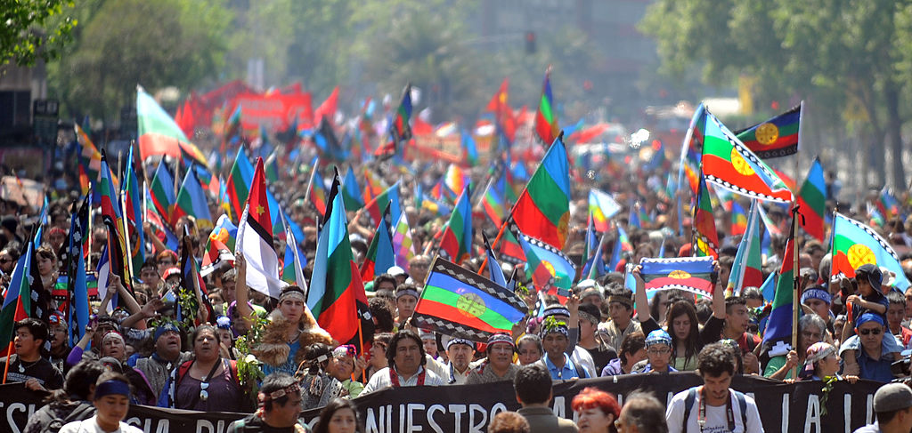 Mapuche indigenous people march