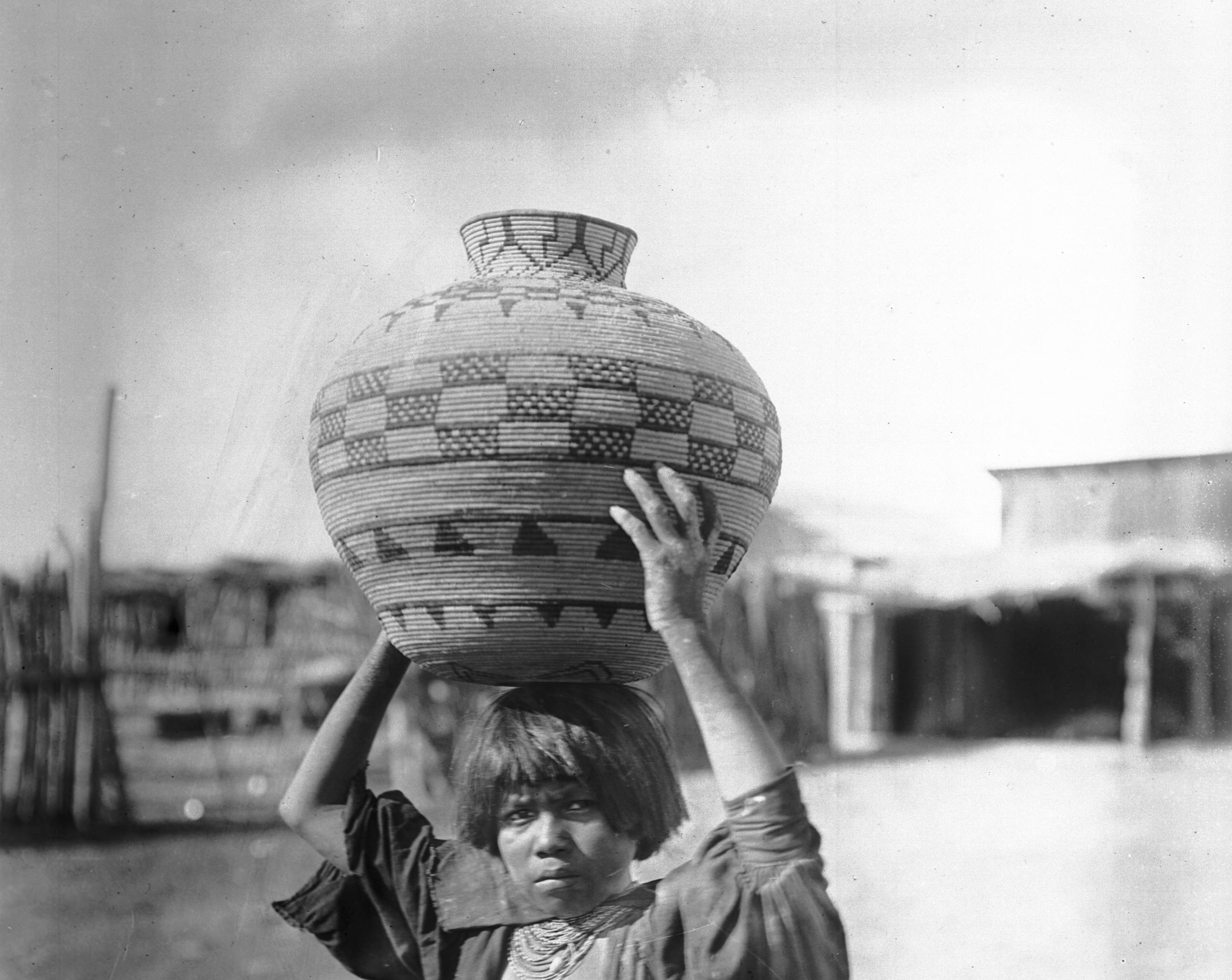 Apache Indian Girl Carrying An Olla