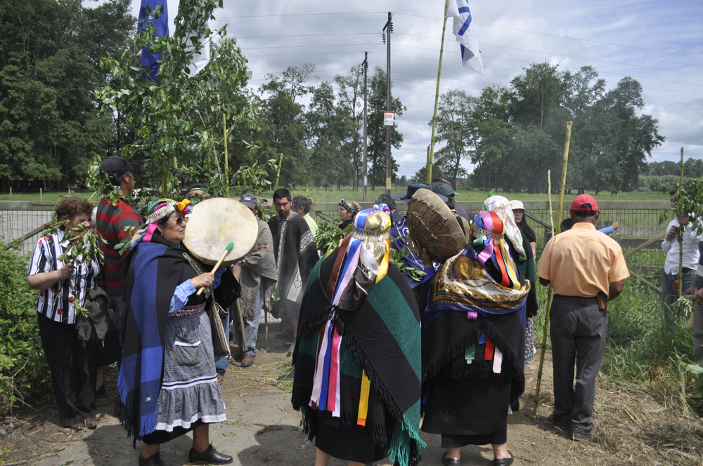 Mapuches in a religious ceremony