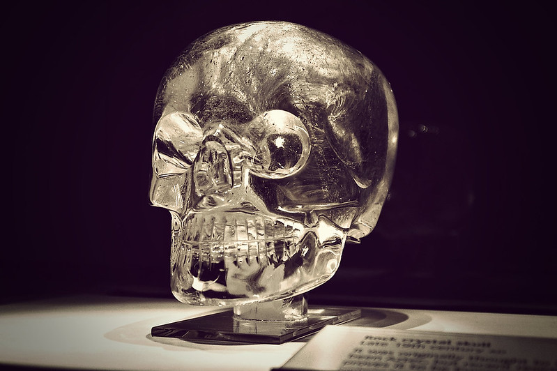 Crystal Skull Sculpture on Dark Background