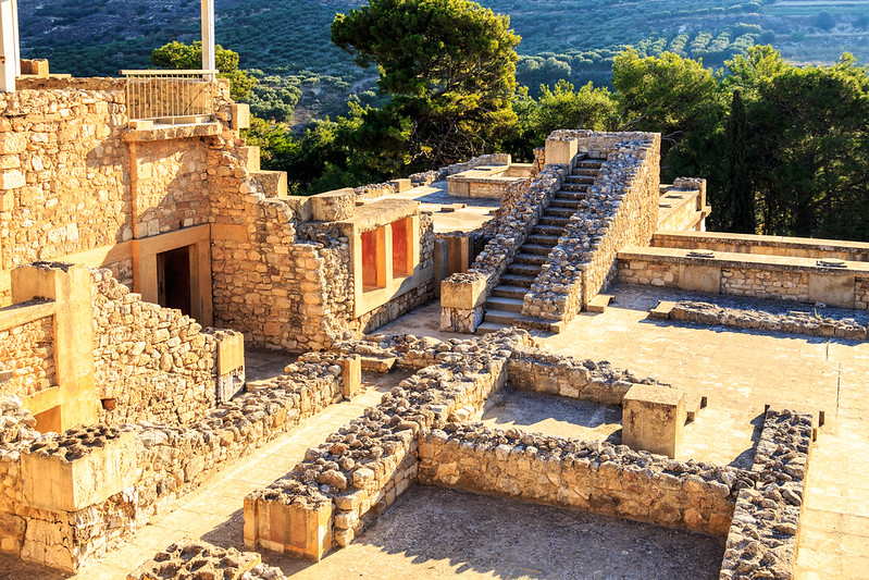 The Palace of Minos at Knossos located on Kephala Hill on the island of Crete.