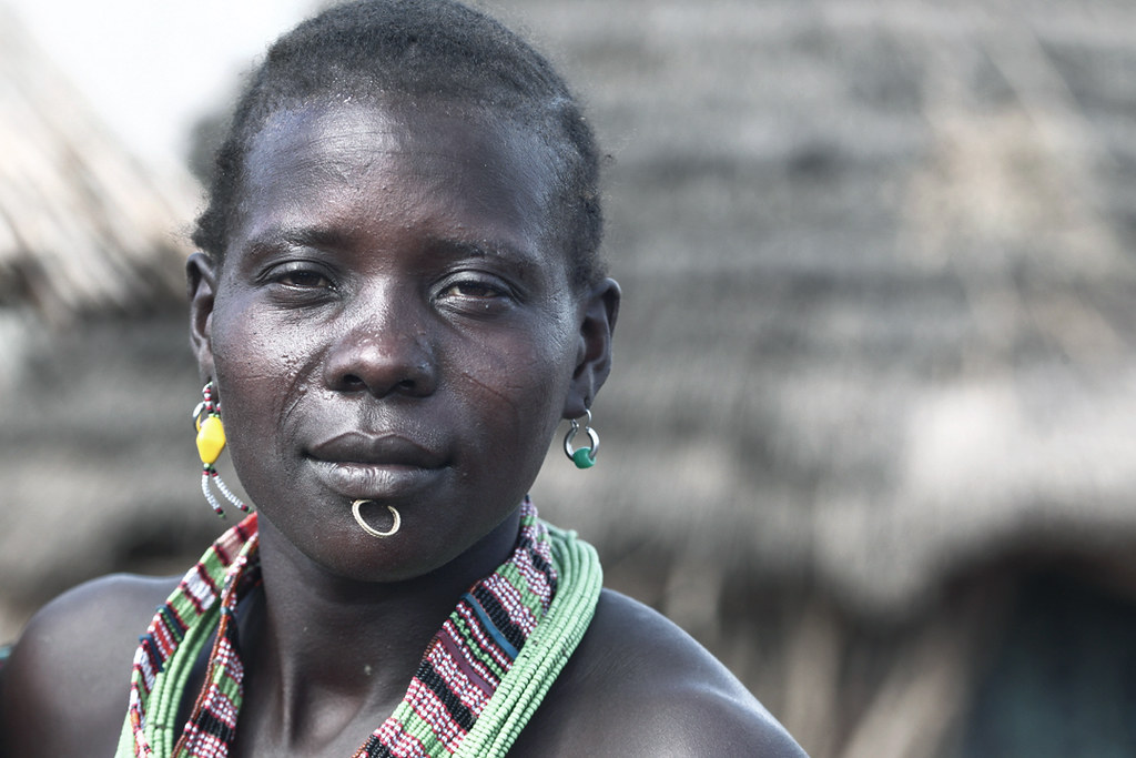 Toposa tribe woman wearing beads