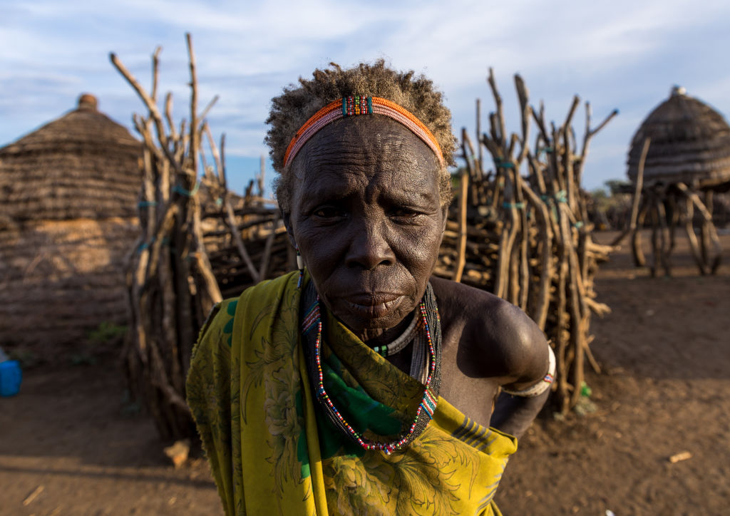 Portrait of a senior Toposa tribe woman