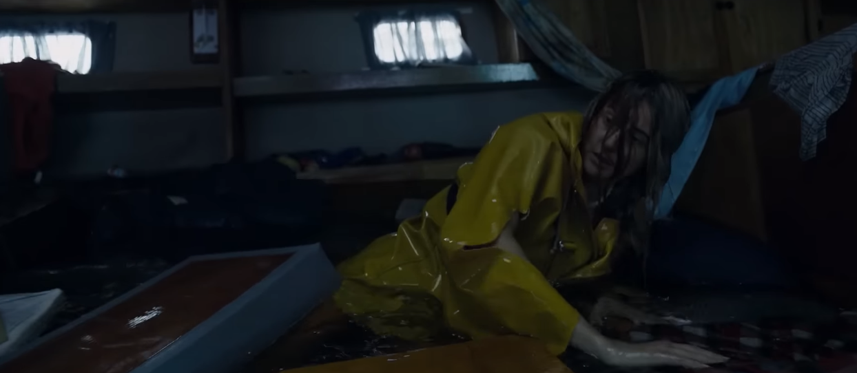 woman in a boat after accident