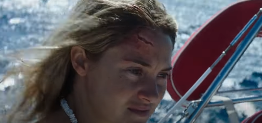 Wounded girl on the boat