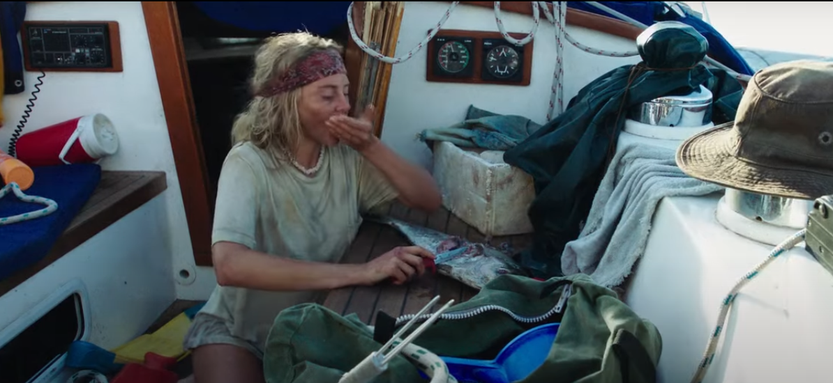 Girl eating raw fish