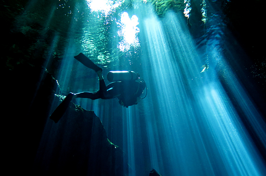 Scuba diving in a cenote