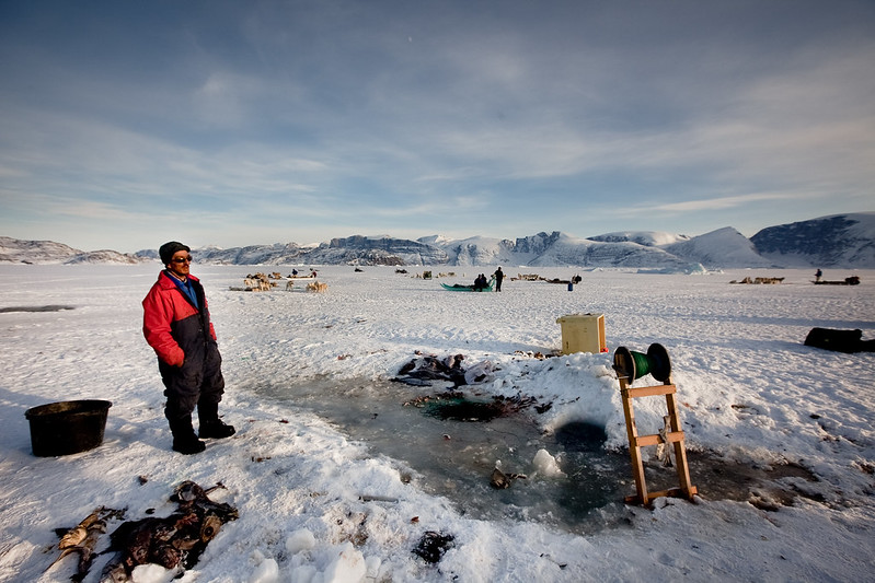 Fishing hole in the ice