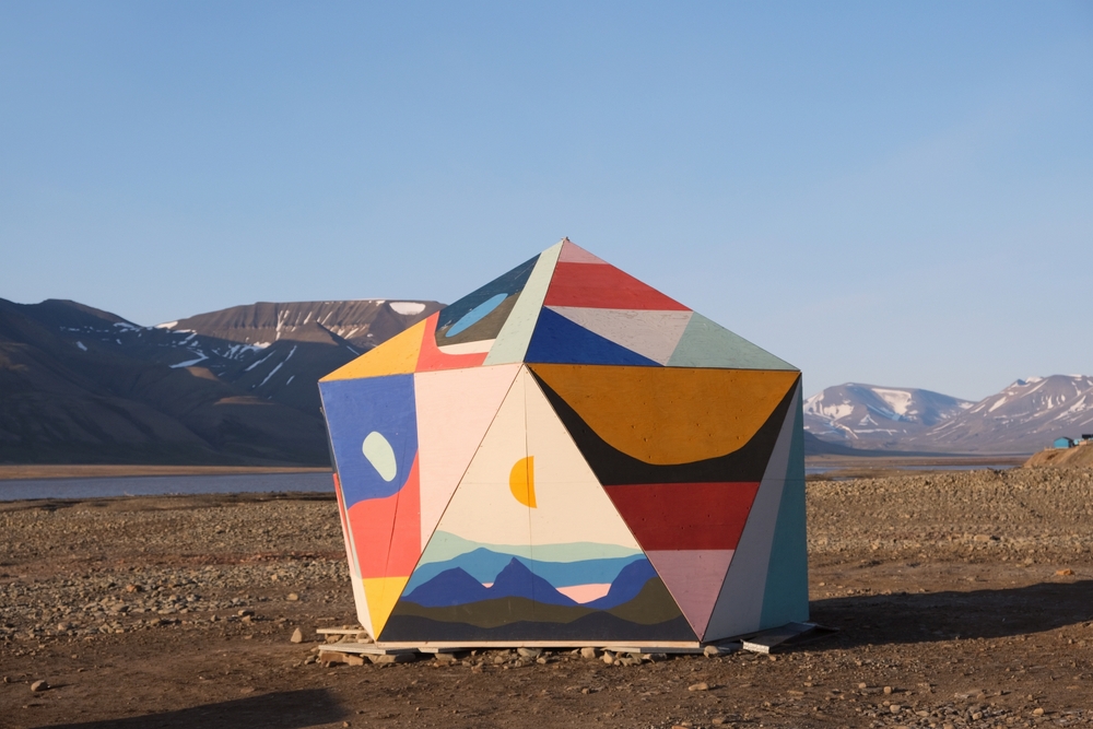 A colorful block on coast in Longyearbyen