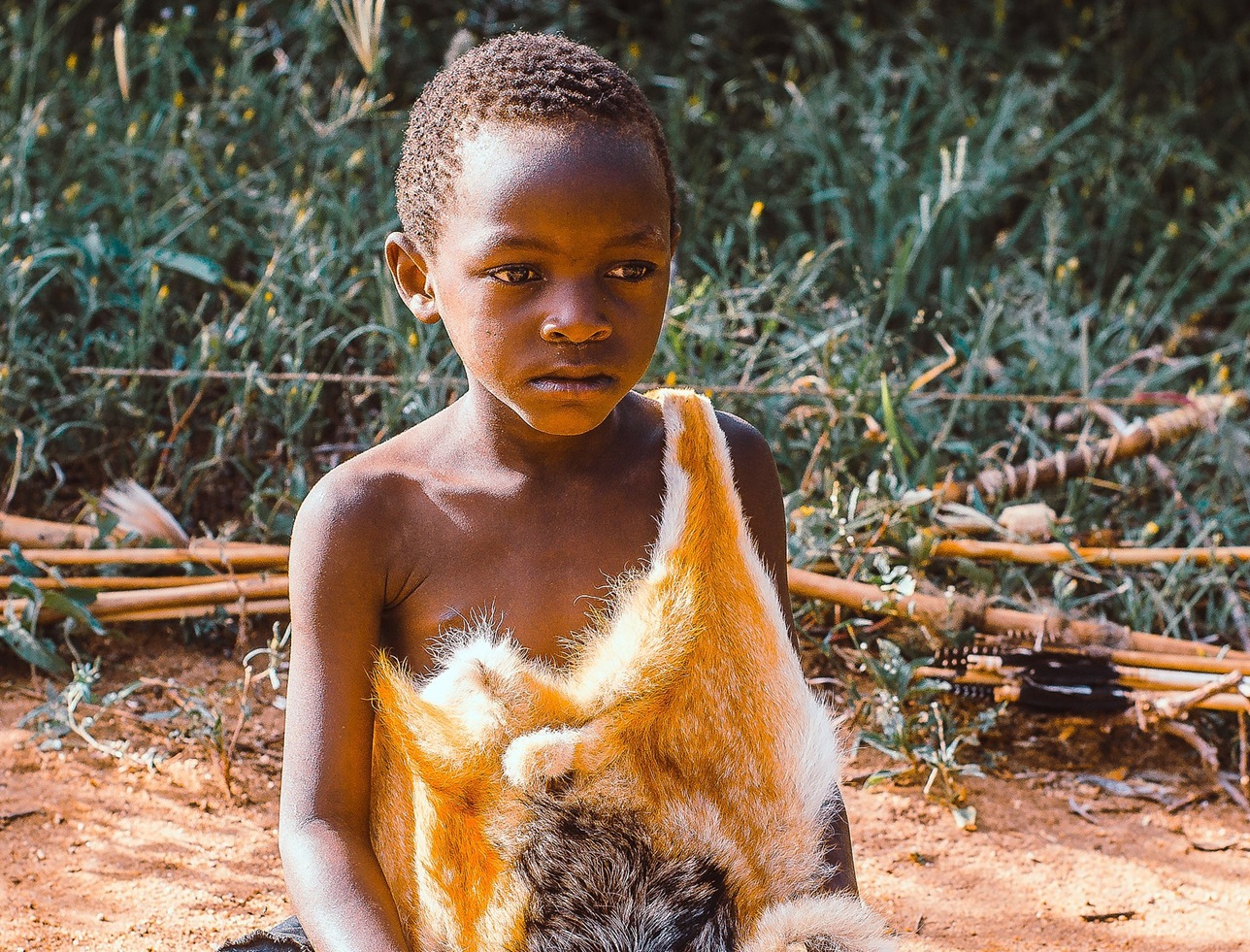Hadzabe Tribe Child Near His House