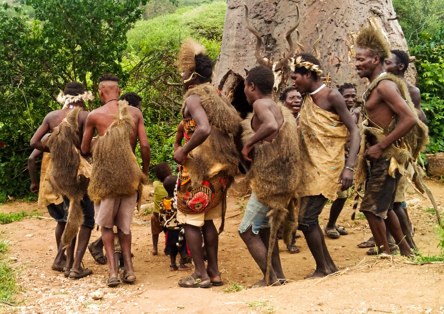 The Hadzabe People At Home Dancing