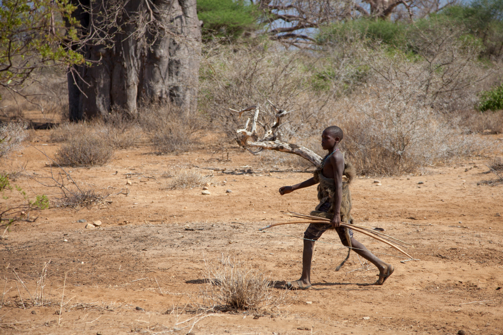 Hadzabe man during the hunt - 2014