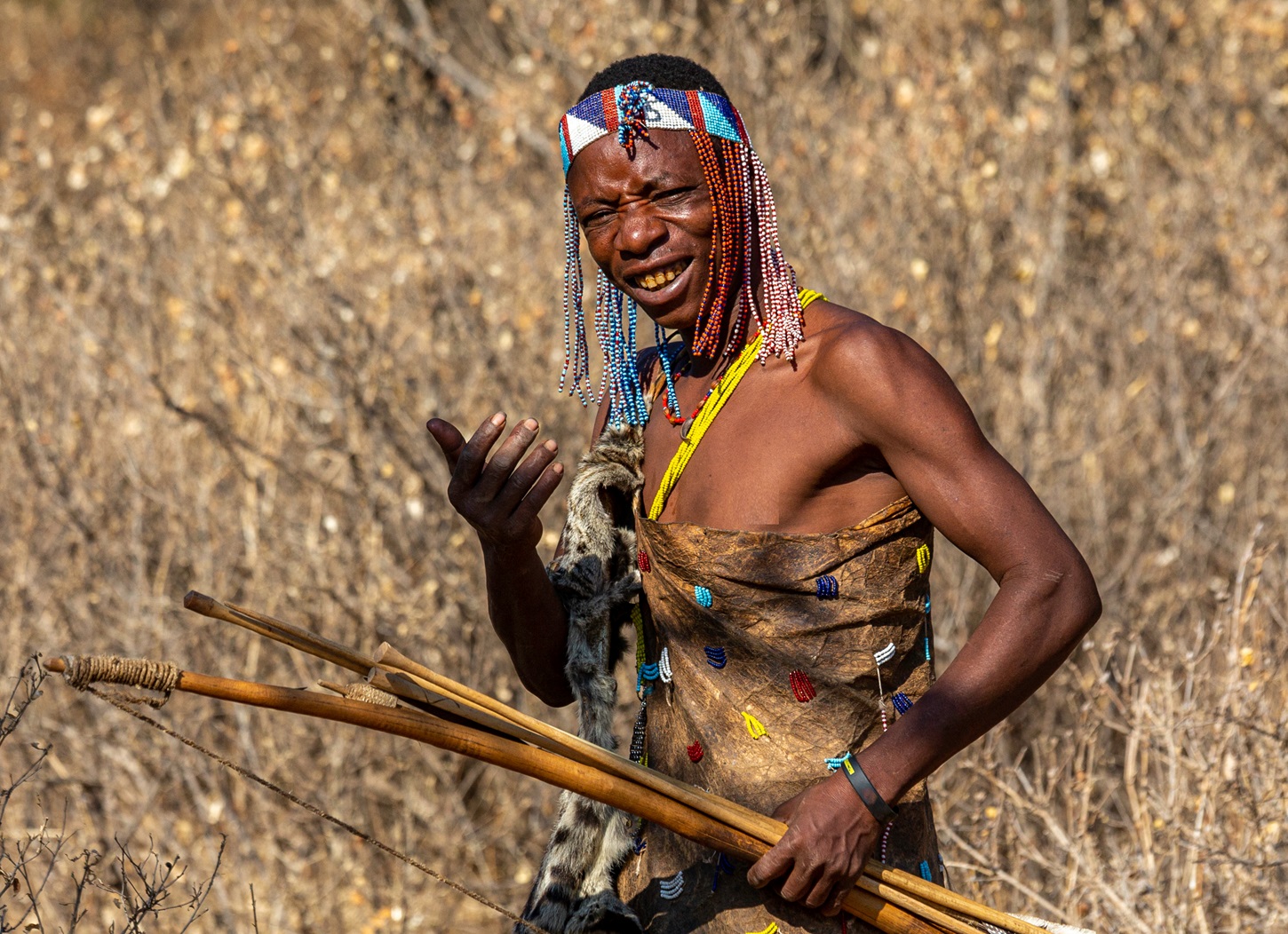 Hadzabe hunter looking for preys during a hunt - 2020