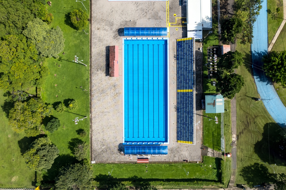 Aerial View of the outdoors Olympic pool