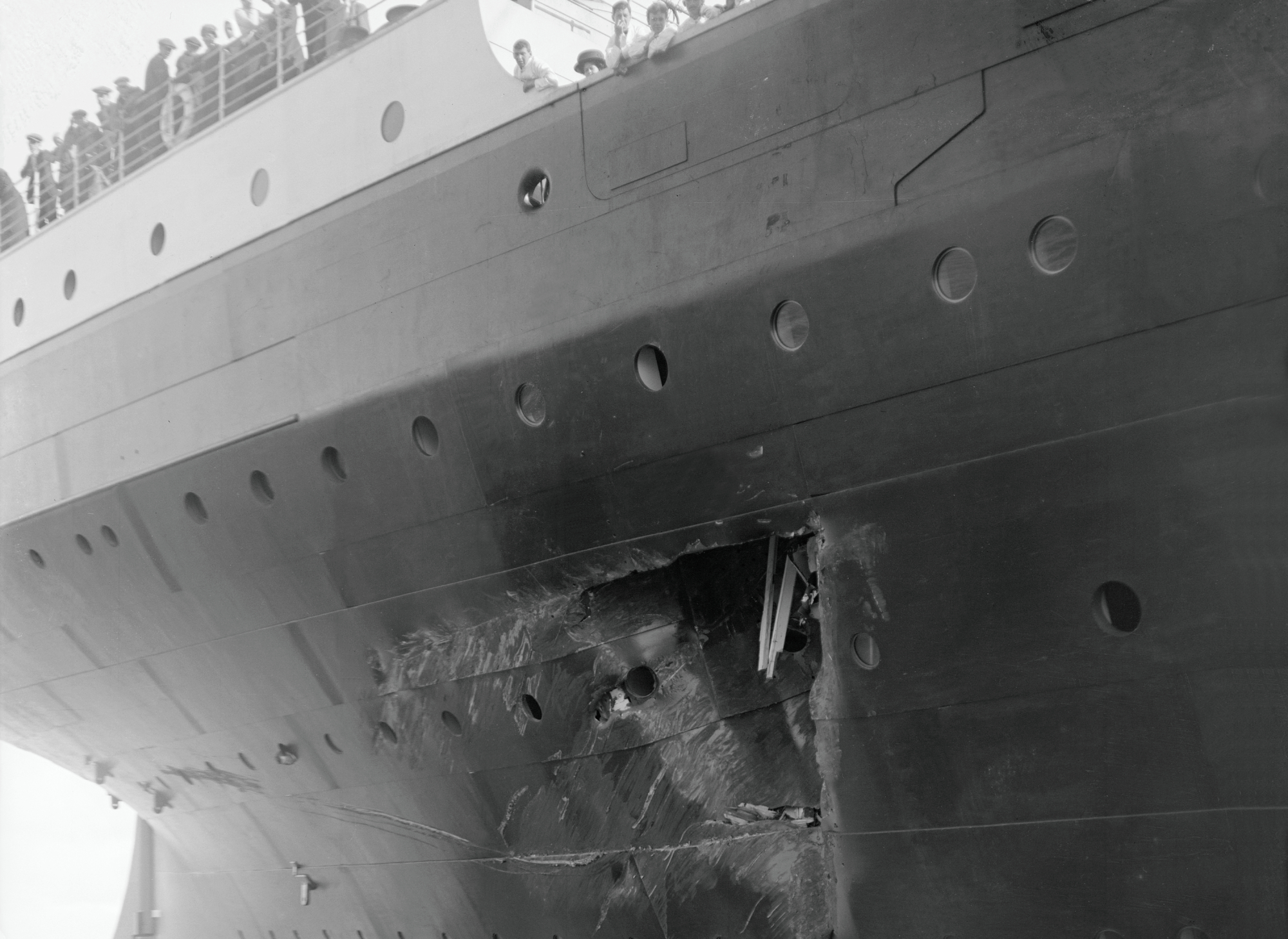 Hole Torn In The Hull Of Rms Olympic After The Collision With Hms Hawke In The Solent