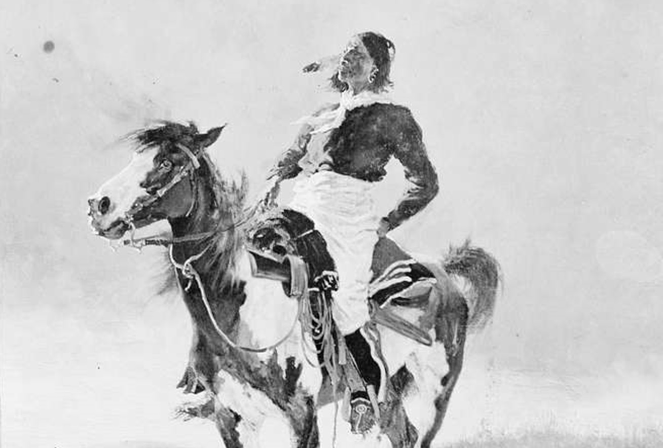 Comanche man on horseback - 1890