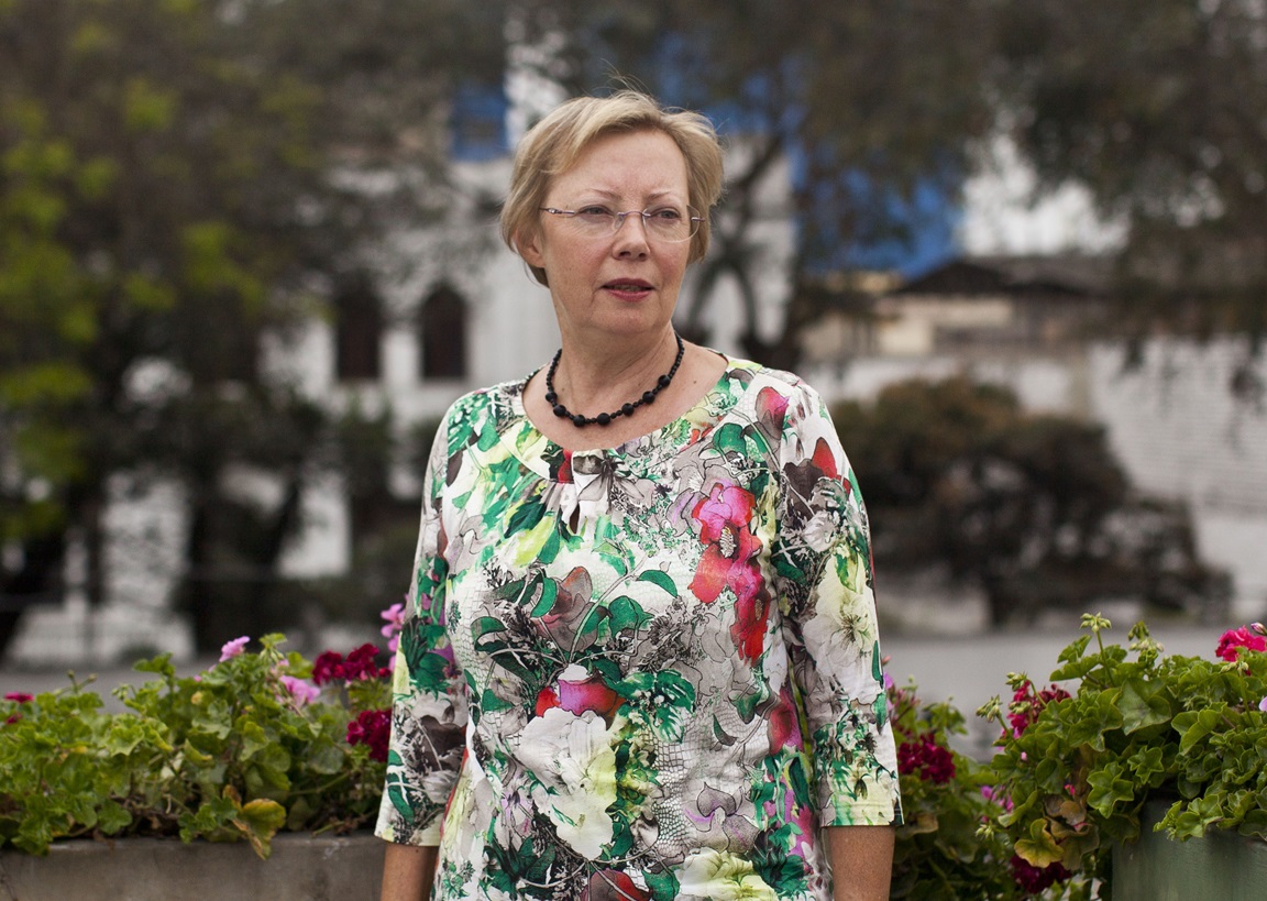 Peruvian-German conservationist Juliane Koepcke poses during an interview with AFP in Lima on October 10, 2014.