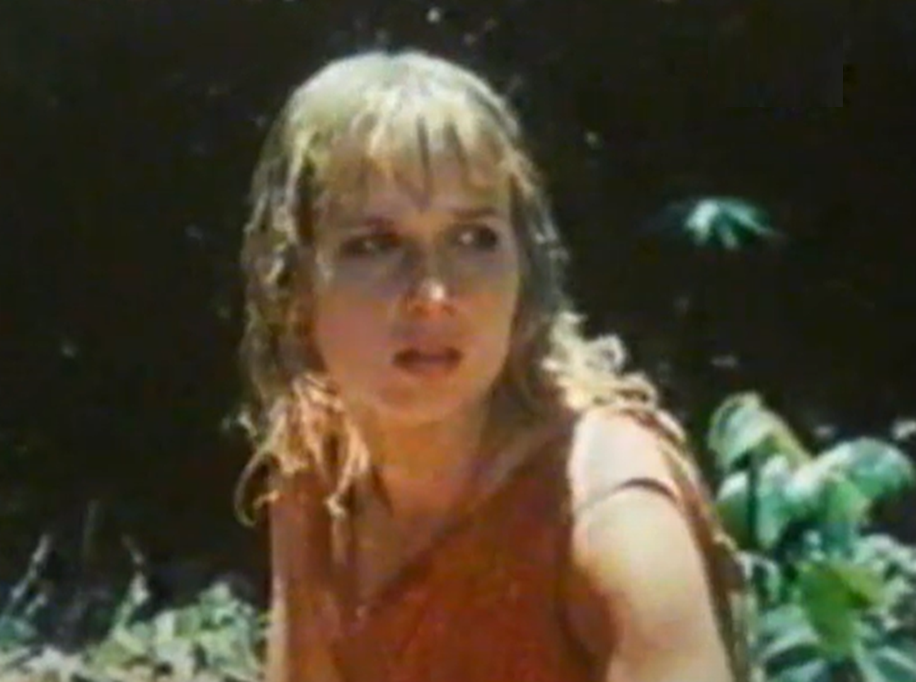 Screenshot of Susan Penhaligon as Juliane Koepcke looking at side - from Miracles Still Happen (1974)