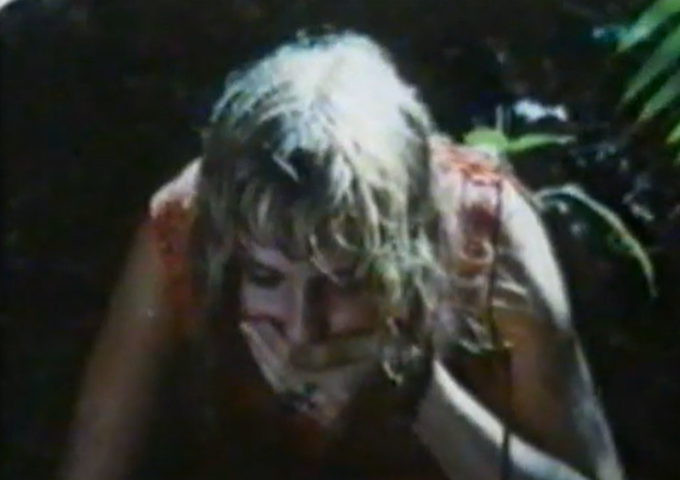 Screenshot of Susan Penhaligon as Juliane Koepcke looking at side - from Miracles Still Happen (1974)
