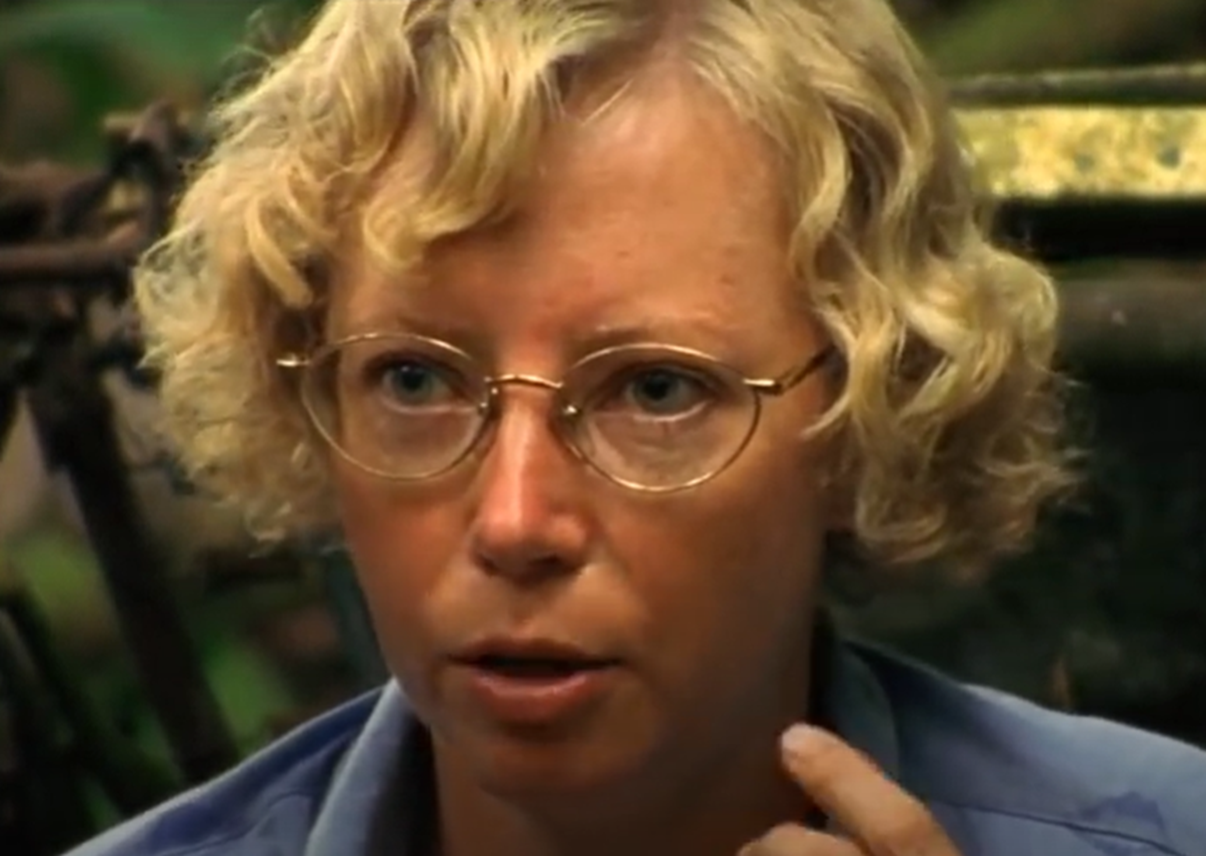Screenshot of Juliane Koepcke looking at camera - from Julianes Sturz in den Dschungel (1999)