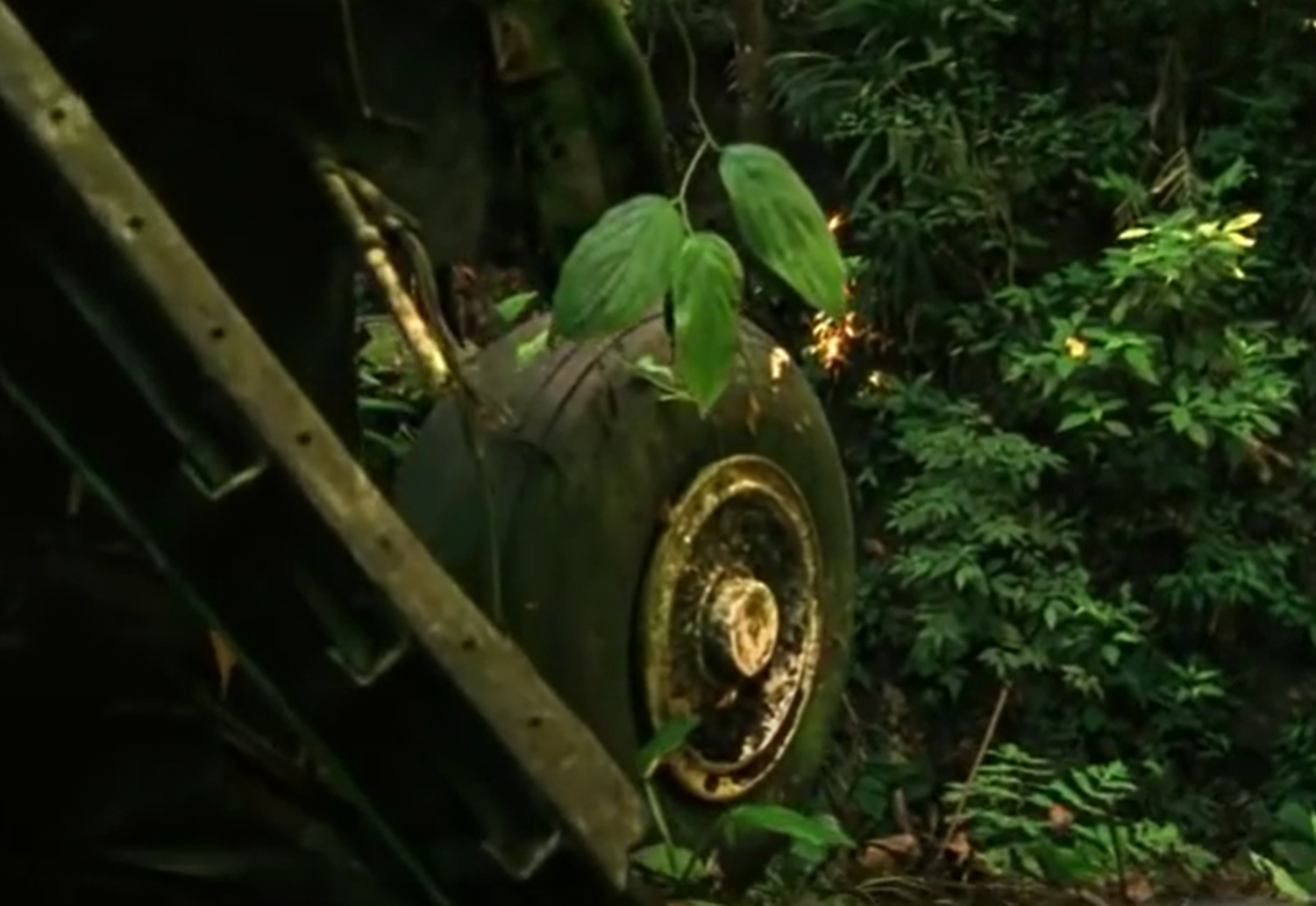 Screenshot of plane parts in the jungle - from Julianes Sturz in den Dschungel (1999)