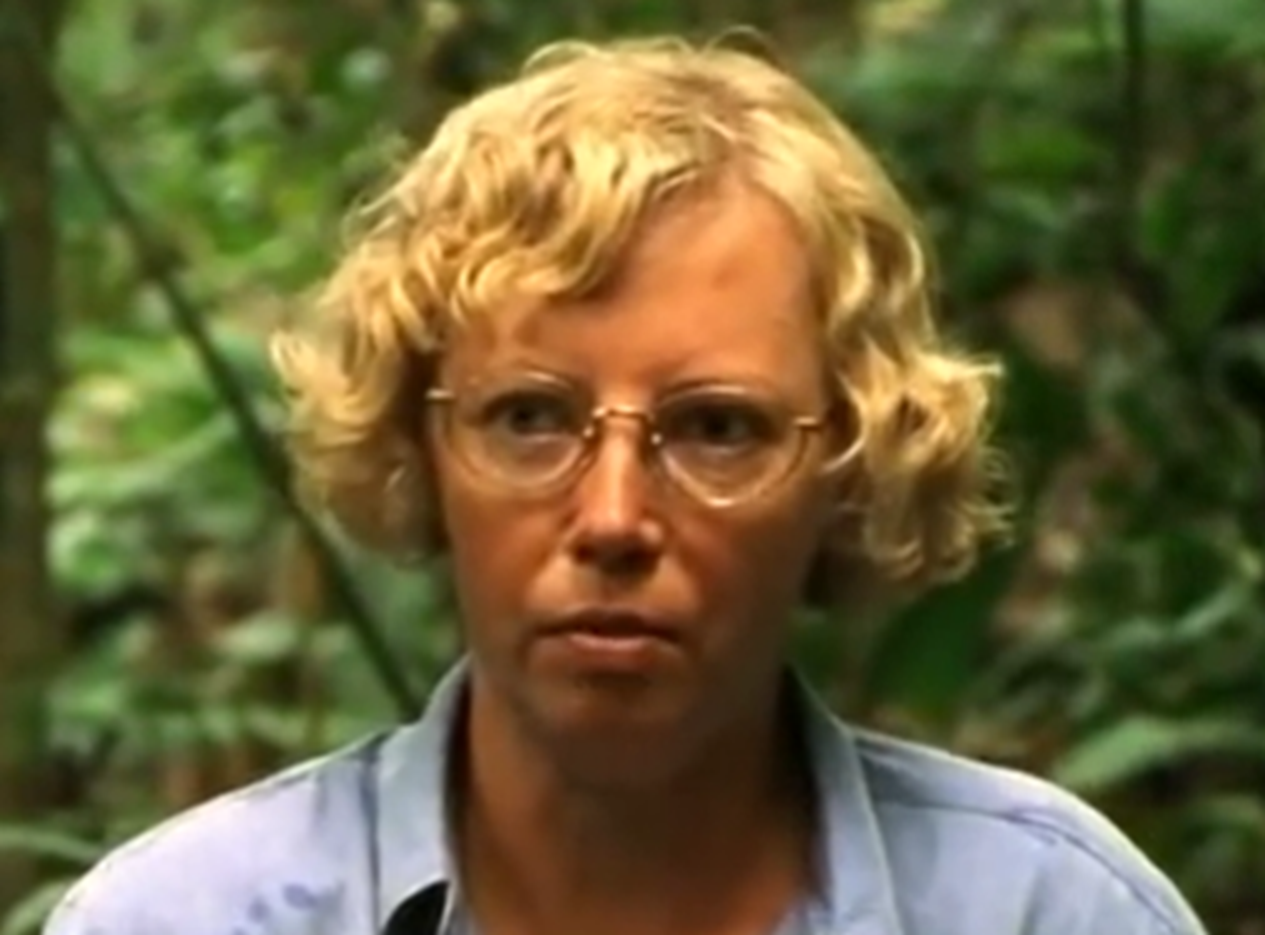 Screenshot of Juliane Koepcke looking at camera - from Julianes Sturz in den Dschungel (1999)