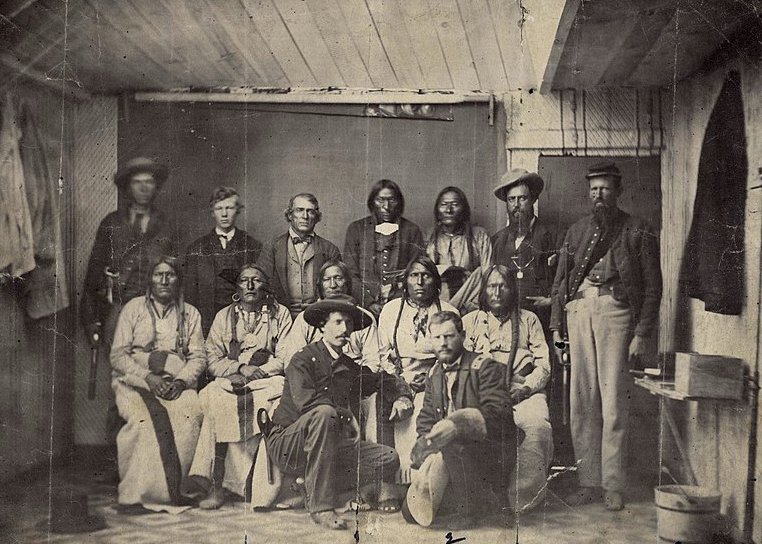 Cheyenne chief, Black Kettle, and a number of his associated at Camp Weld