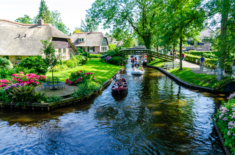 Tourists on a boat trip on the canals