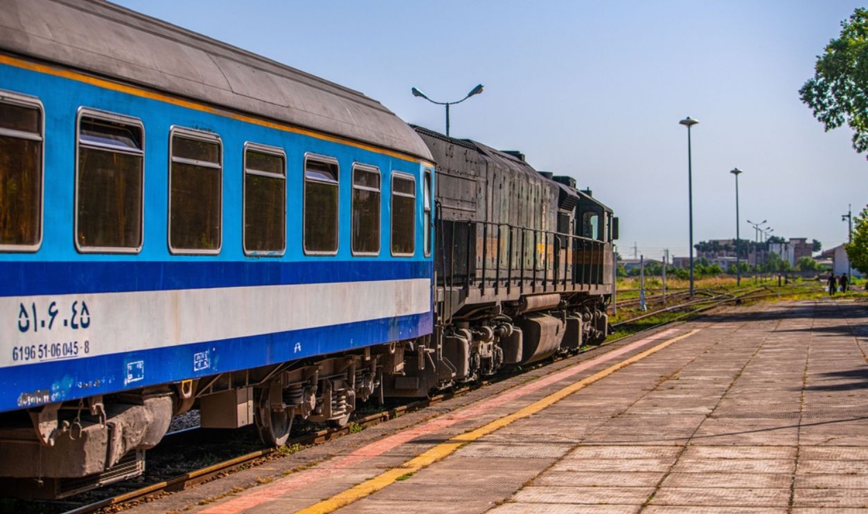 A beautiful sot of a train leaving Tehran to Gorgan in Iran