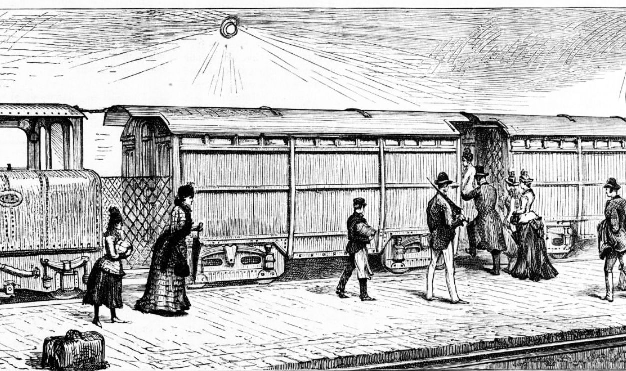 City & South London Railway train. Print from Illustrated London News, 8 November 1890.