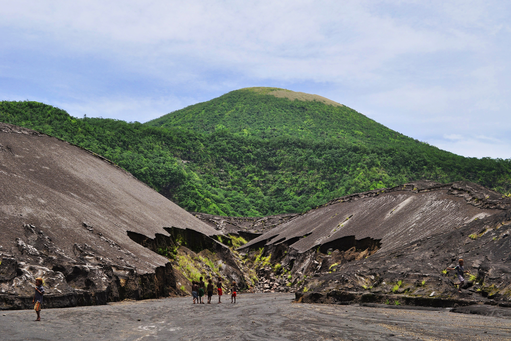 Rabaul, Papua New Guinea near a volcano