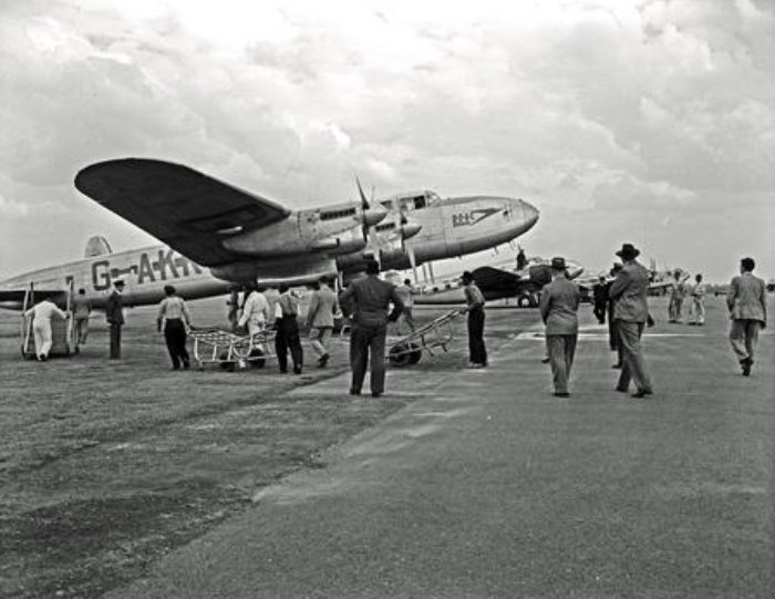 Grayscale Photo of Avro 691 Lancastrian 3 passenger and mail transport aircraft