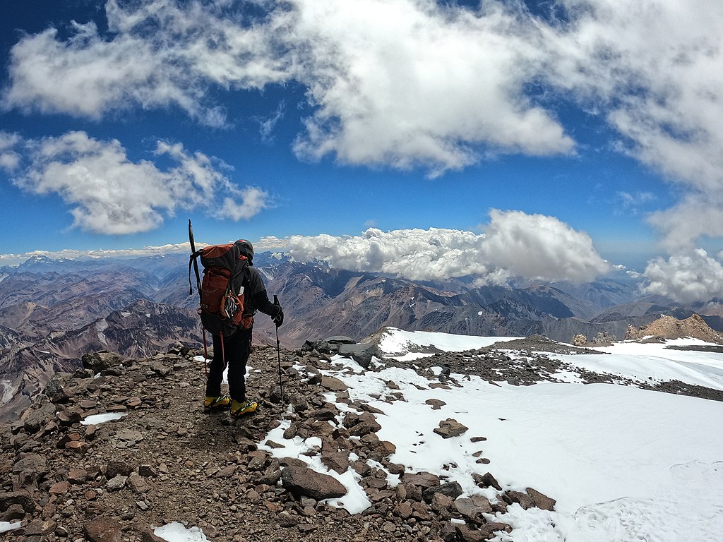 Close Up Photo of a Climber at Mount Tupungato