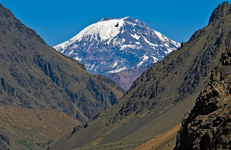 Tupungato Volcano Seen From Punta De Vacas Argentina
