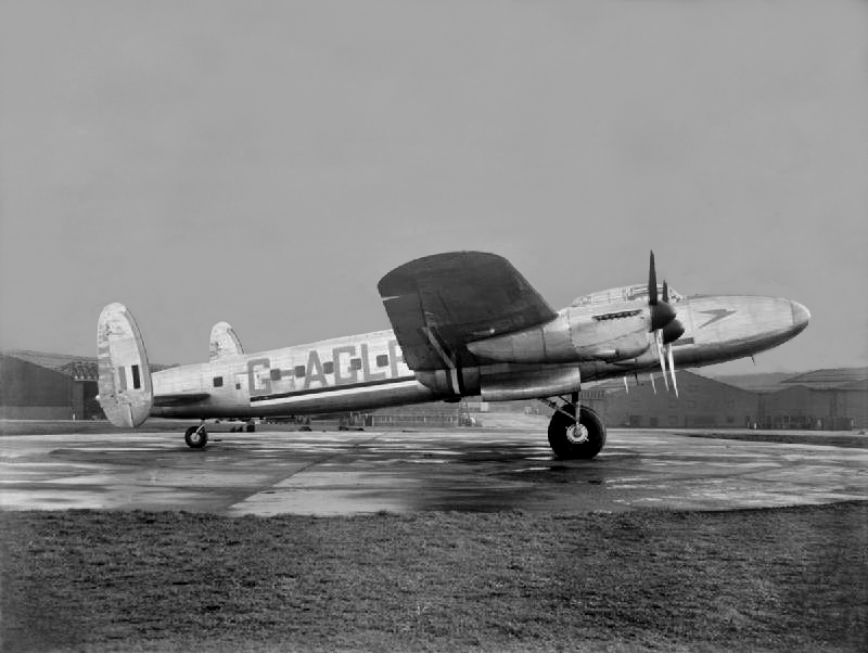 Grayscale Photo of Avro 691 Lancastrian 3 passenger and mail transport aircraft