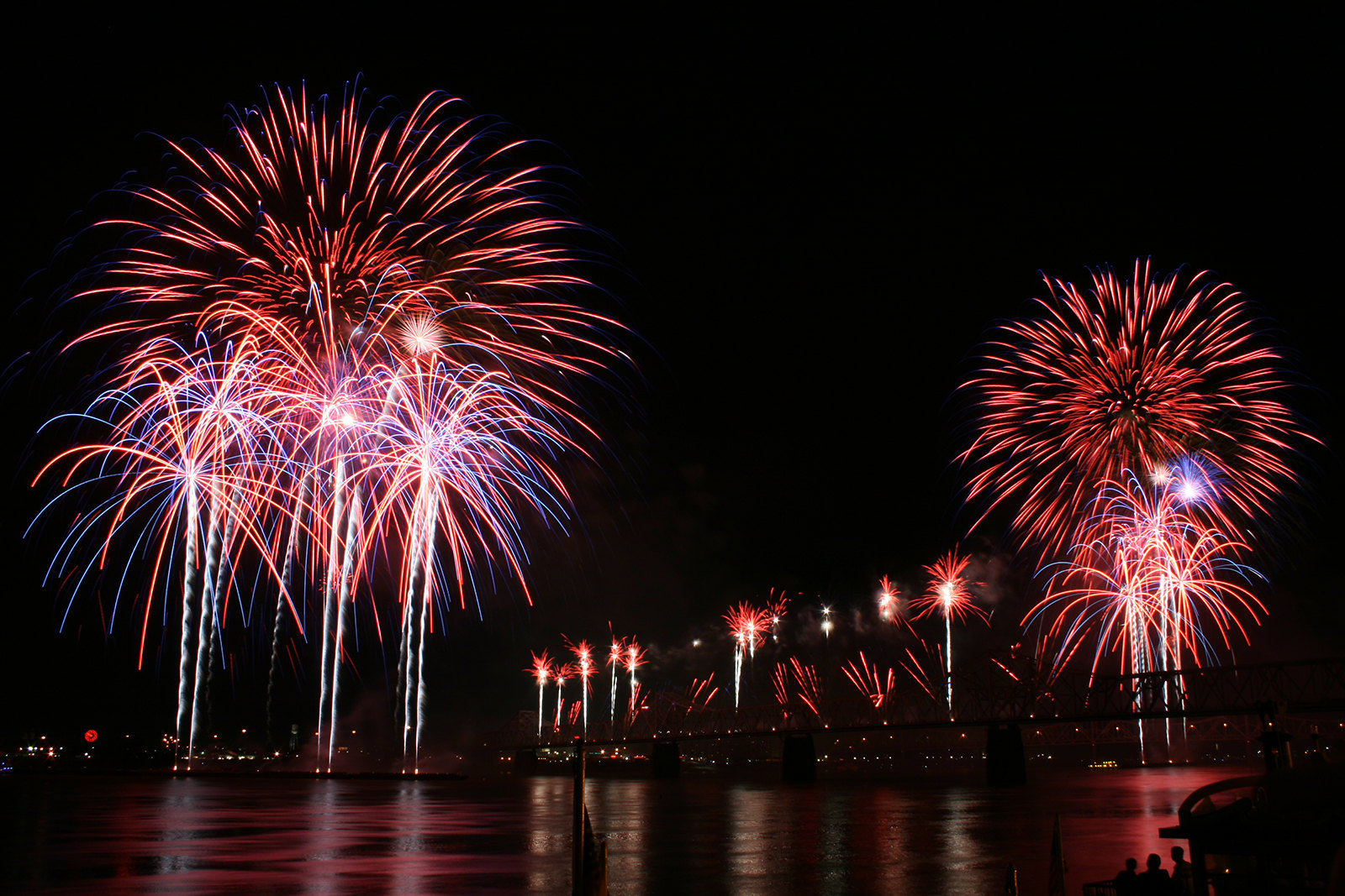 Fireworks go off over the Ohio River - 2009