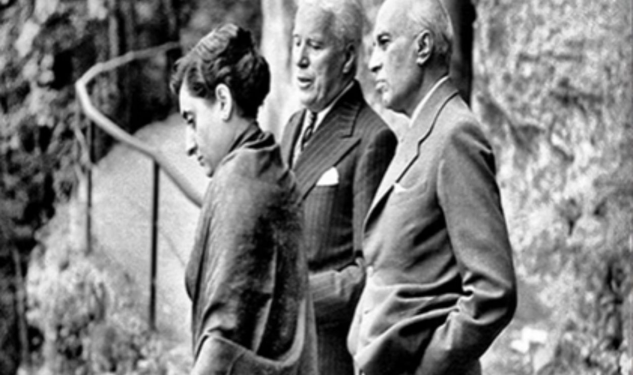 Indira Gandhi, Nehru, And Chaplin Together