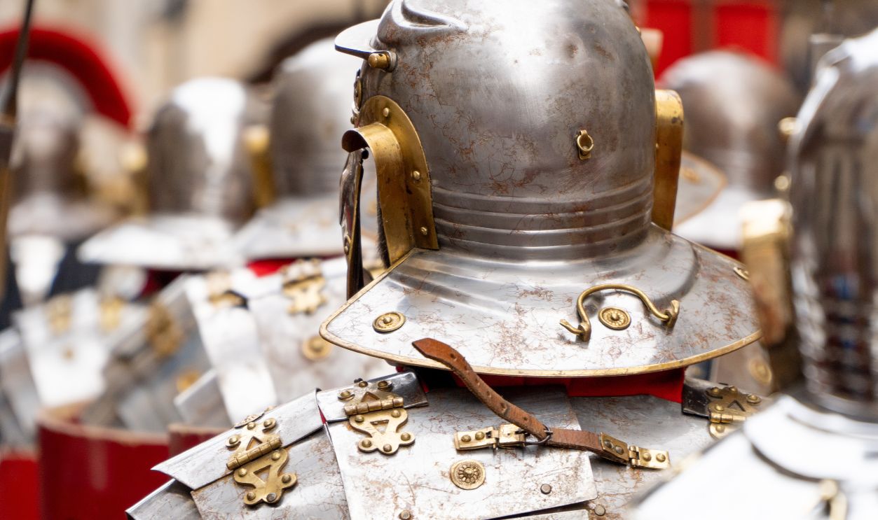 roman soldiers in a historical reenactment 