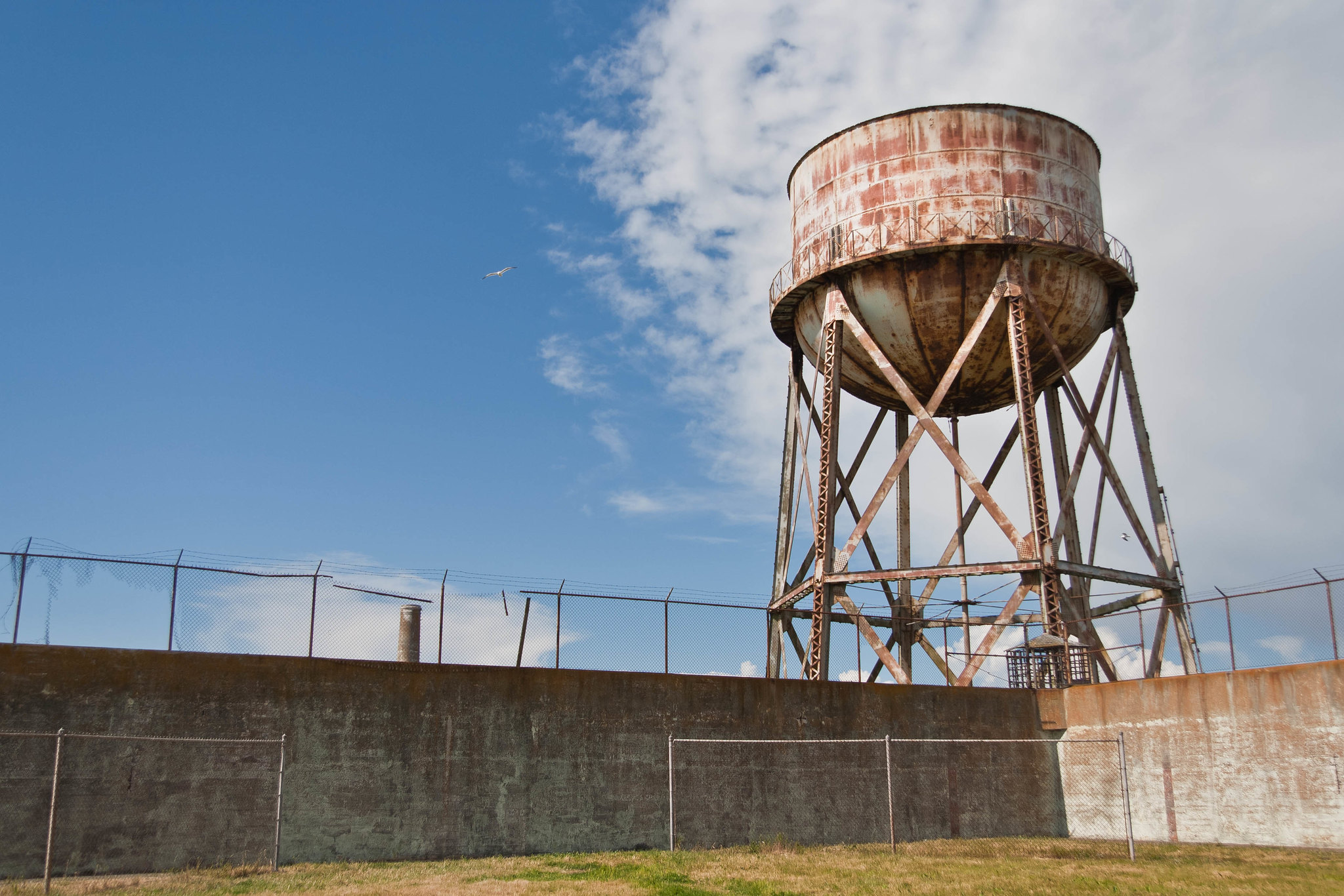 Recreation Yard and Water Tower in Alcatraz.