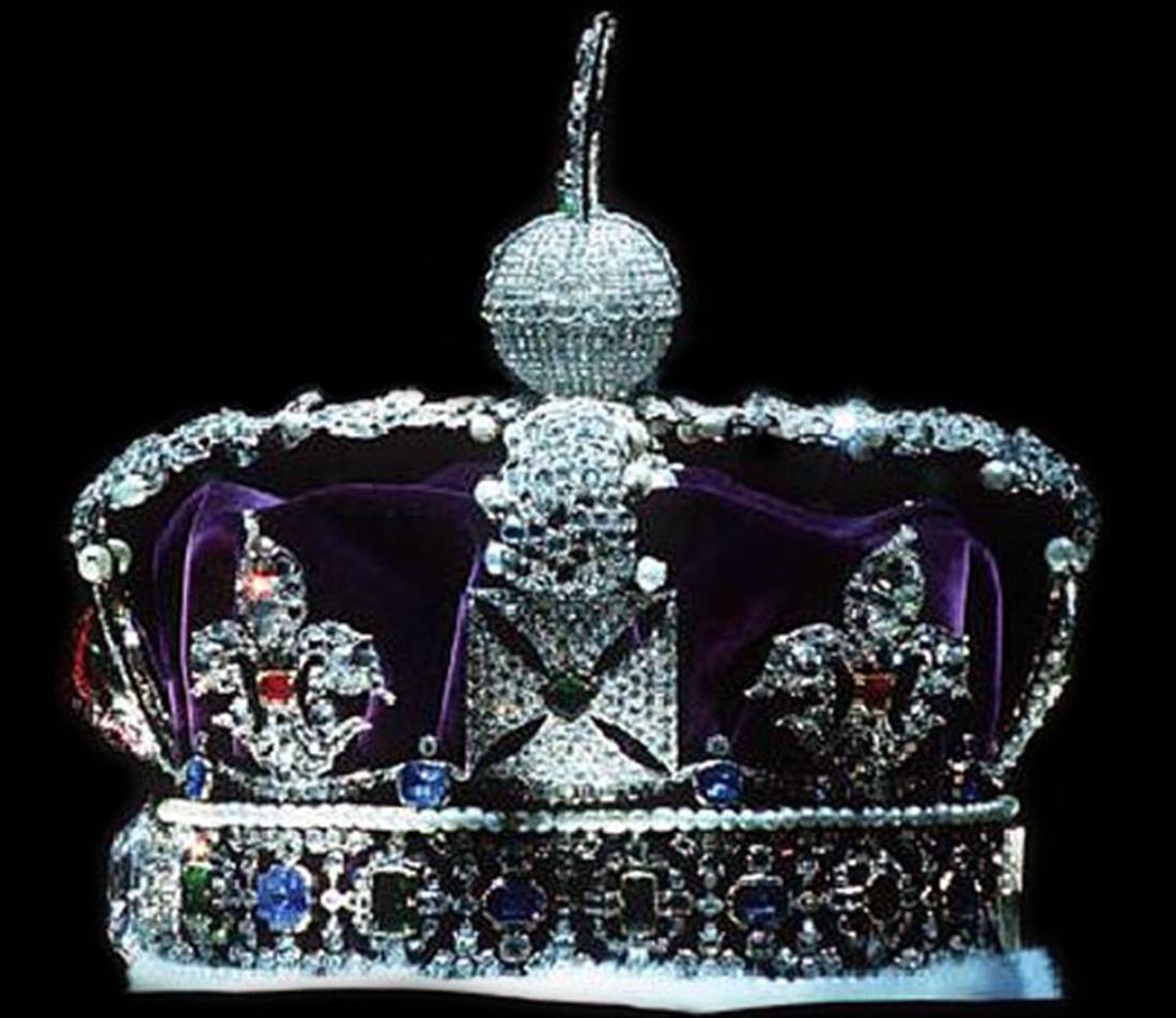 The British Imperial State Crown viewed from the side with the front facing left