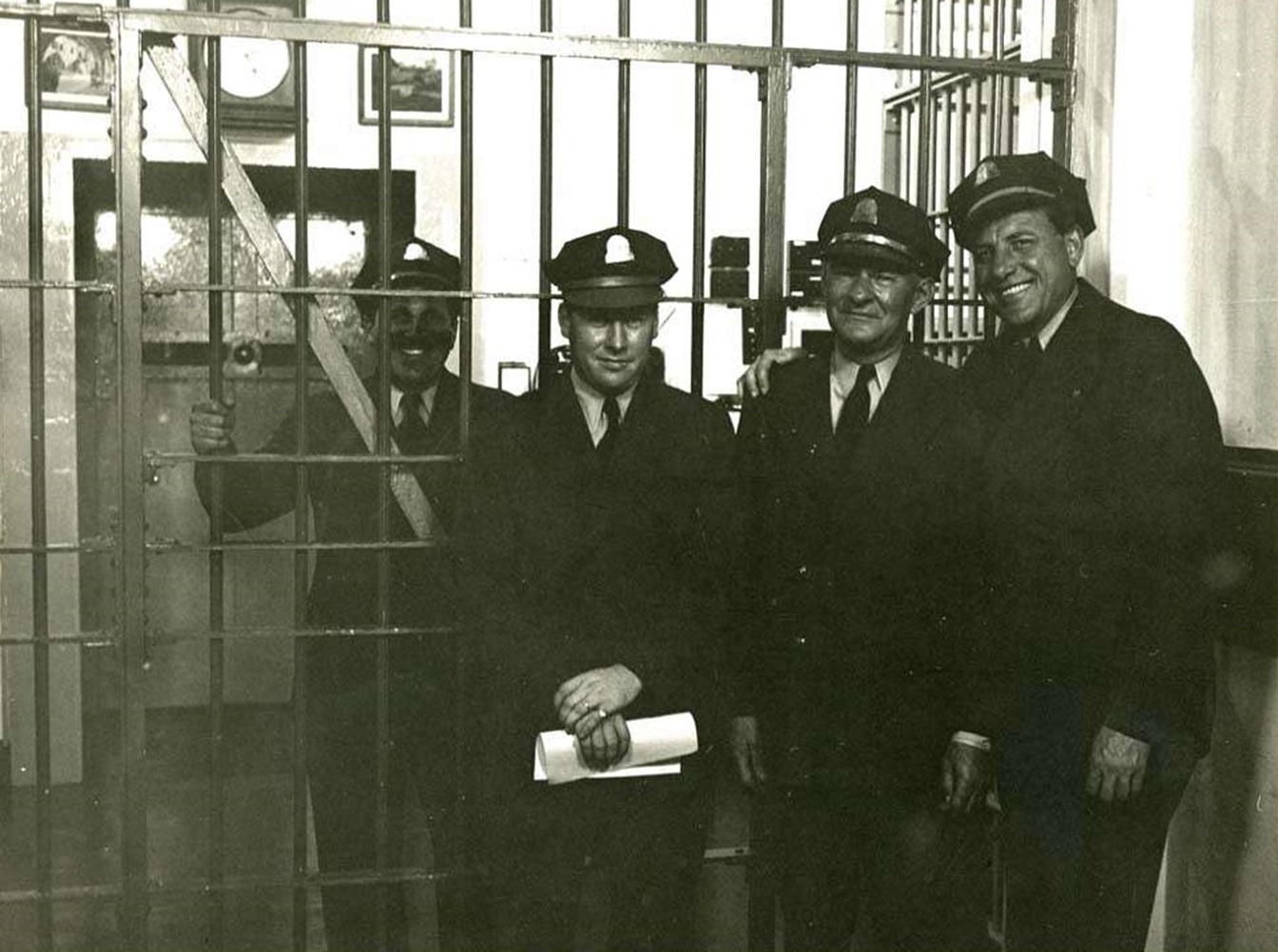 Alcatraz guards at the sallyport, c. 1939-1962.