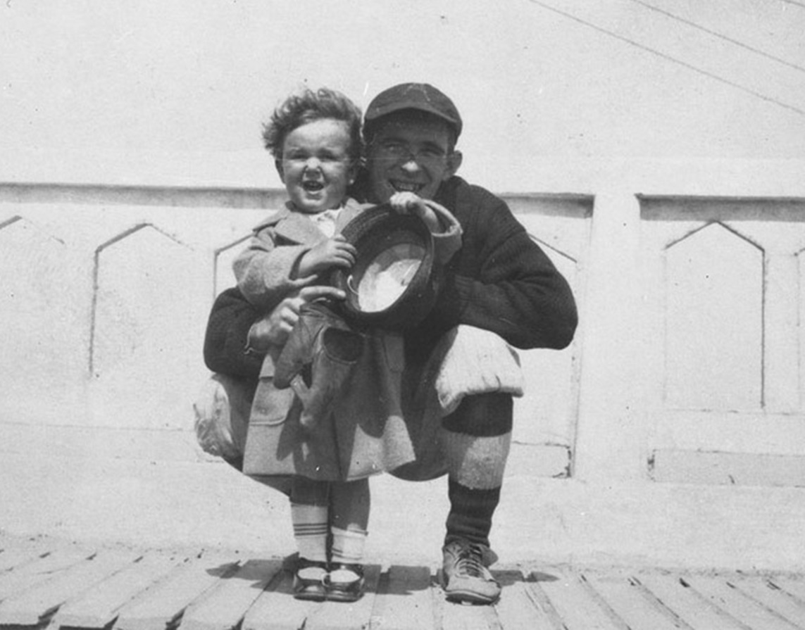 Kenneth & his buddy Mason, in baseball suit, Aug 1921. Mason was an Army prisoner - 1921