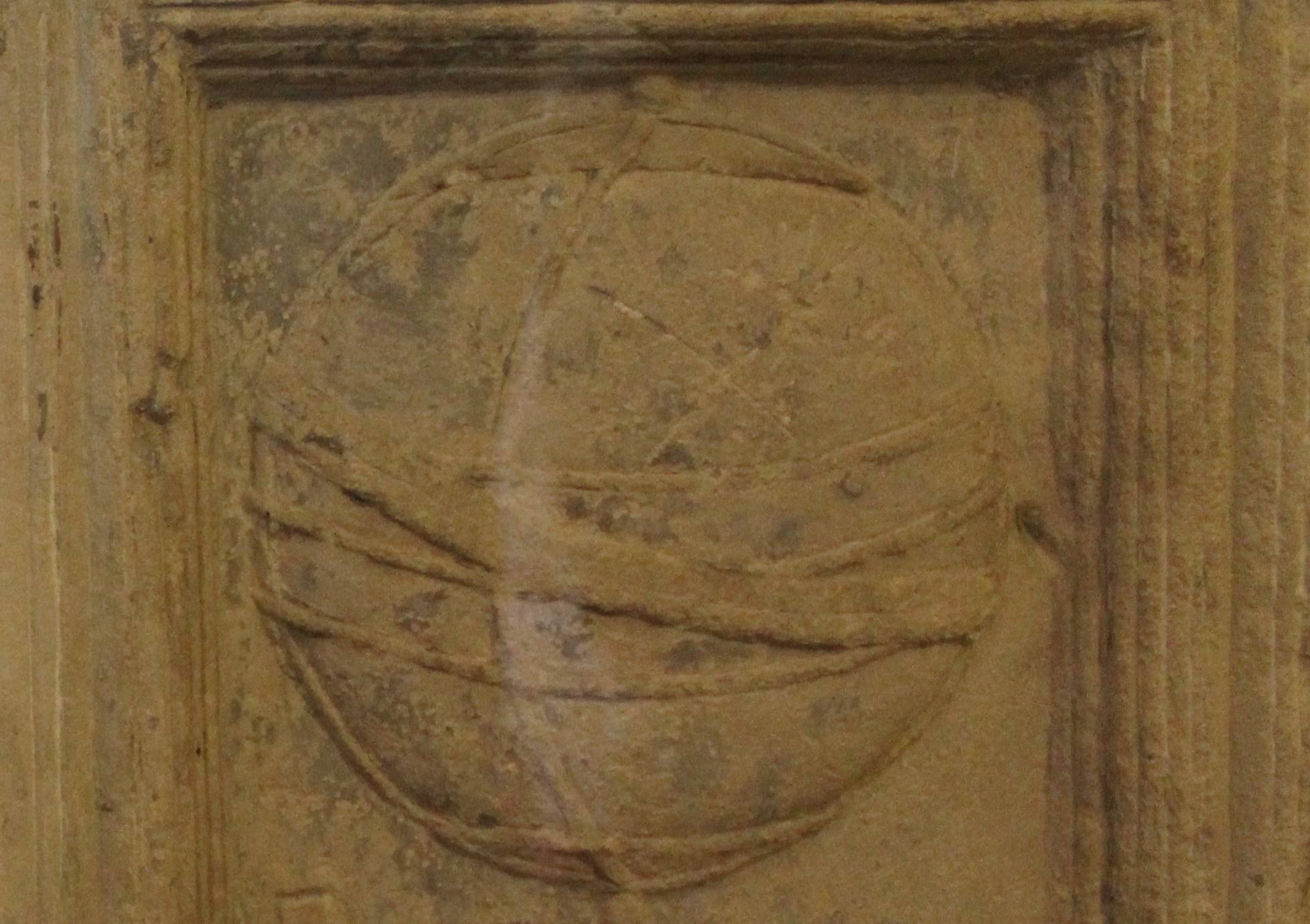 A globe carved in relief in the Salt Tower