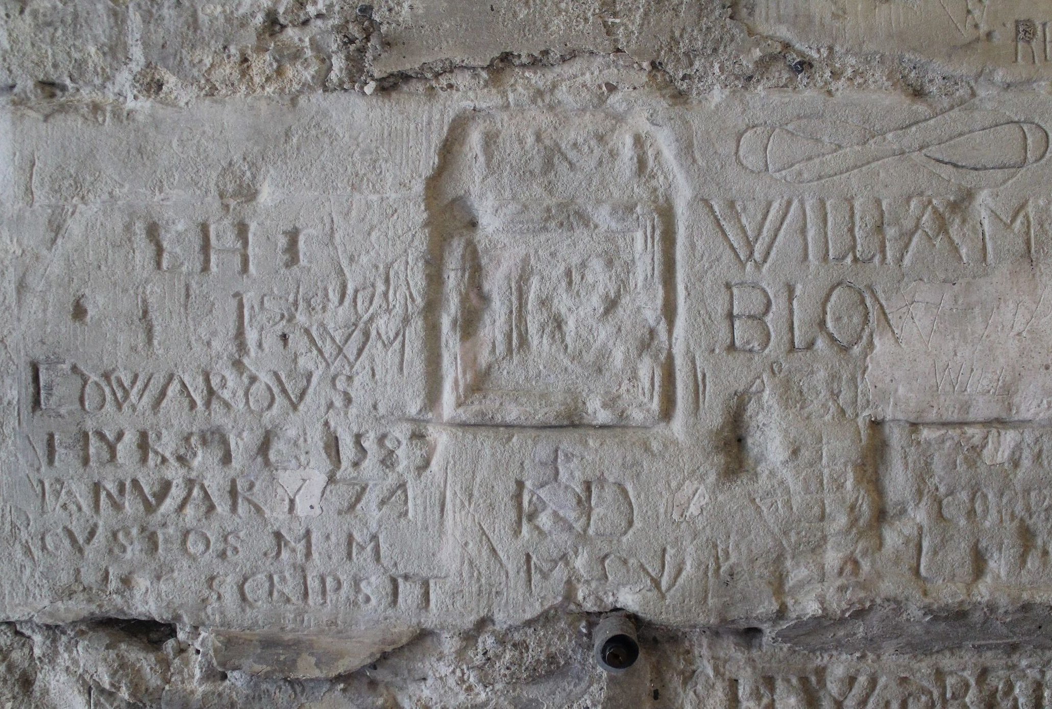Graffiti carved into the plaster of the Salt Tower, London Tower