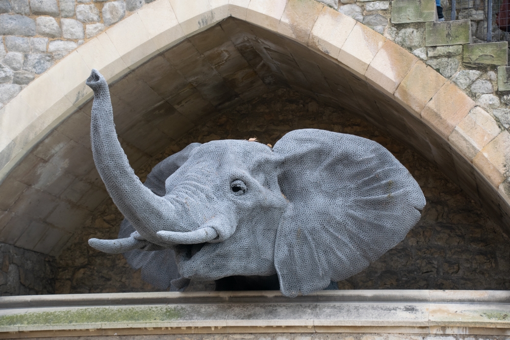 Elephant sculpture, part of an exhibition at the Tower of London